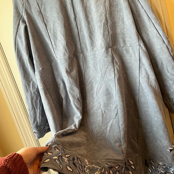 Elegant blue Embroidered Women's Coat - Picture 4 of 6